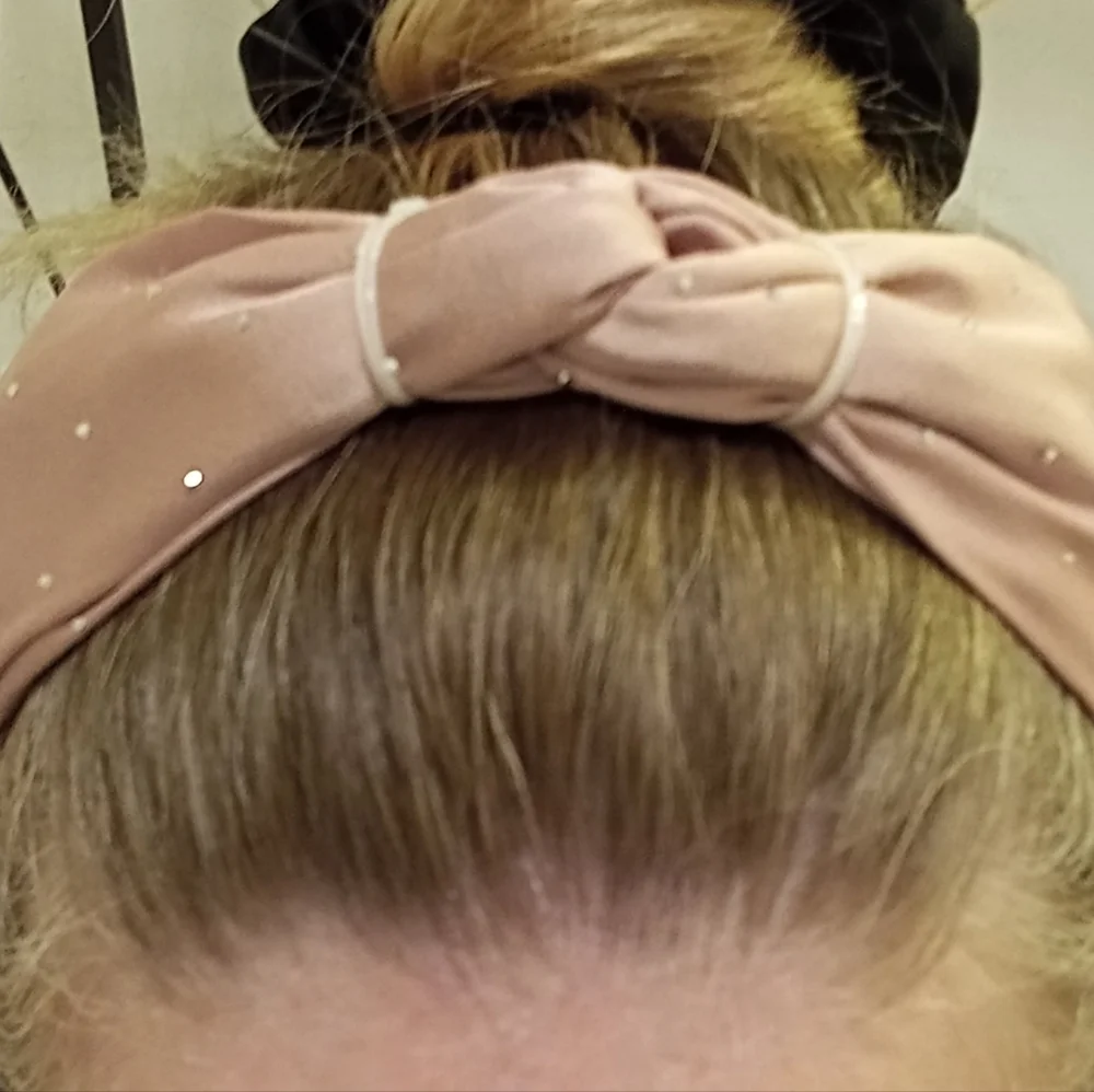 Dusty Rose Satin Rhinestone Knotted Wide Headband